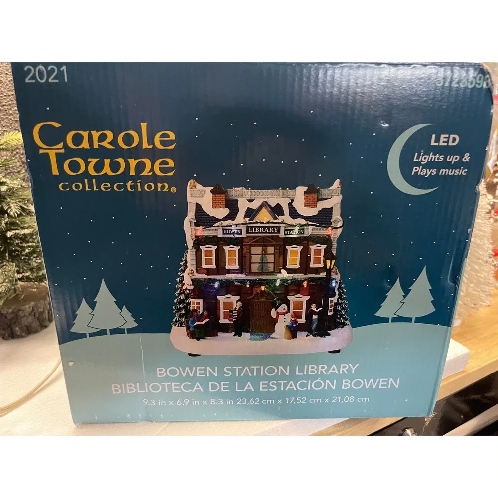Carole Towne BOWEN STATION LIBRARY Musical LED Christmas Village Flashing lights